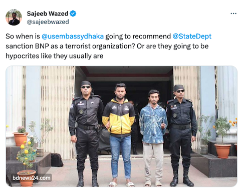PM's son Joy calls the US a hypocrite