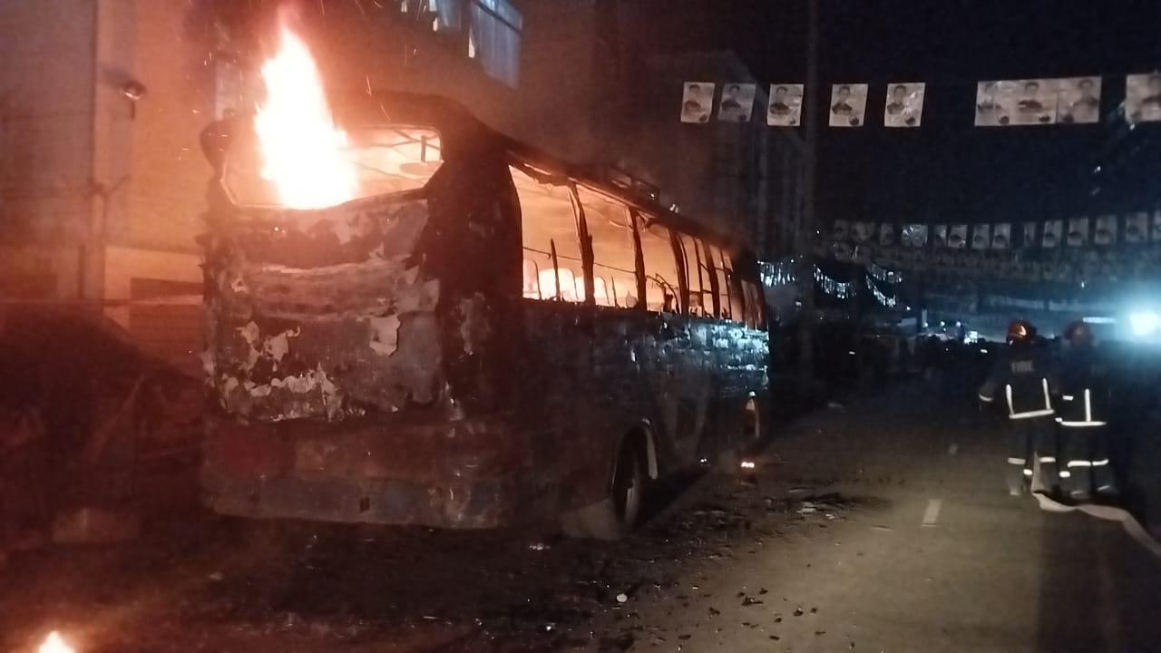 Miscreants set fire to two vehicles, an educational institution in Mymensingh, Ctg