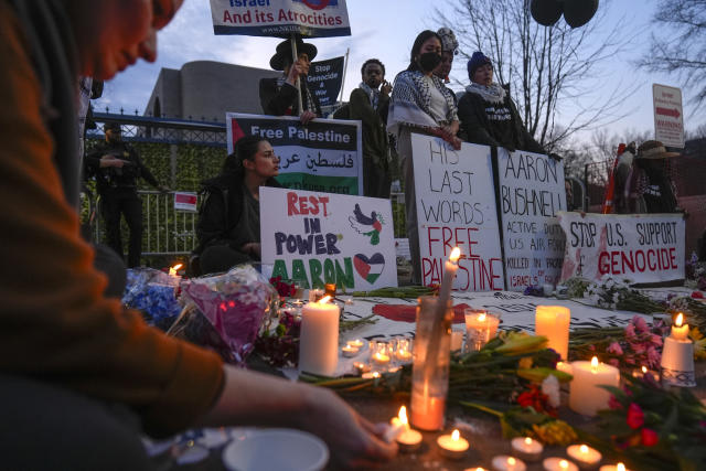 US airman dies after setting himself ablaze outside Israeli Embassy in Israel-Hamas war protest